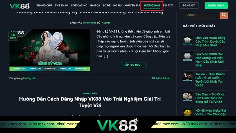 Đôi nét về mục hướng dẫn VK88